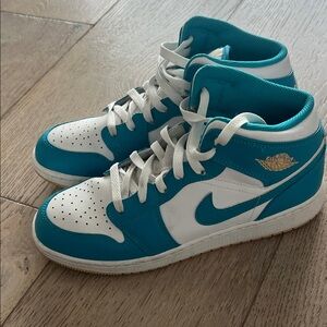 Nike Turquoise and White High-Top Sneakers